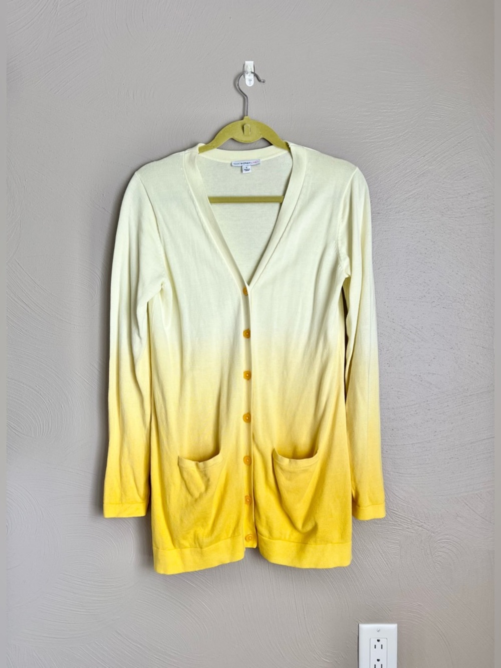 Isaac Mizrahi Yellow Dip Dye Ombré Cardigan